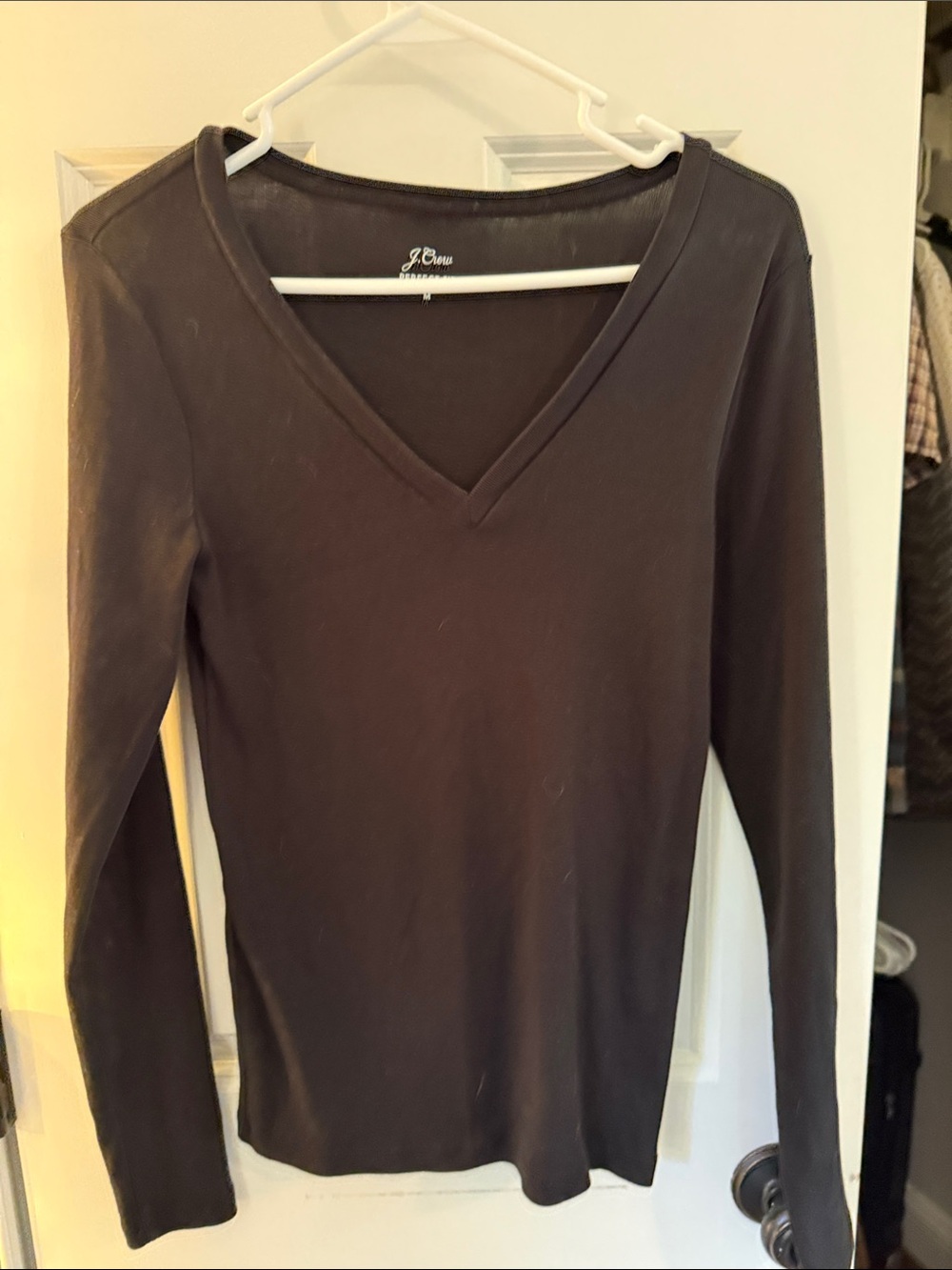 J. Crew Perfect Fit Long-sleeved V-Neck in Black, size Medium